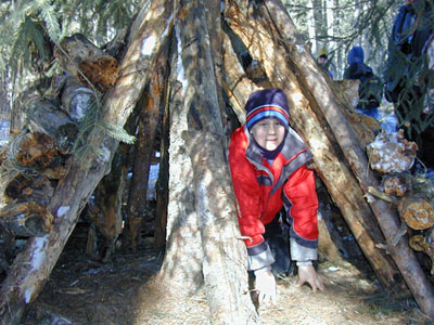 Boy in shelter